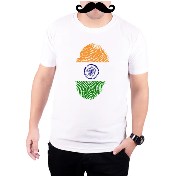 White_Indian_Fingerprint_Quick-Dri_T-Shirt_For_Men