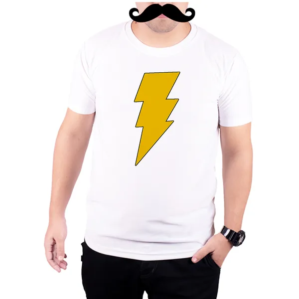 White_Shazam_Lightning_160_GSM_Quick-Dri_T-Shirt_For_Men