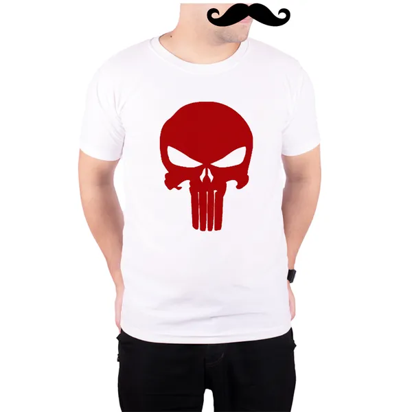White_The_Punisher_Logo_Red_Quick-Dri_T-Shirt_For_Men
