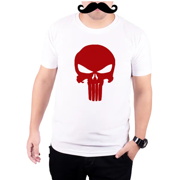 White_The_Punisher_Logo_Red_Quick-Dri_T-Shirt_For_Men