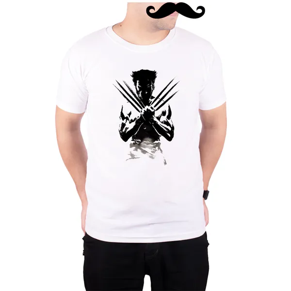 White_Wolverine_Vector_Art_160_GSM_Quick-Dri_T-Shirt_For_Men
