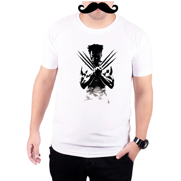 White_Wolverine_Vector_Art_160_GSM_Quick-Dri_T-Shirt_For_Men