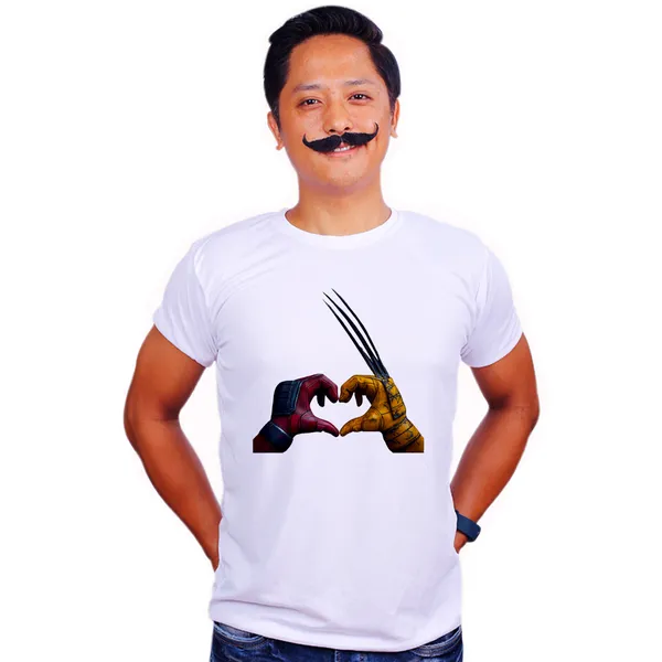 White_Deadpool_&_Wolverine_Heart_160_GSM_Quick-Dri_T-Shirt_For_Men