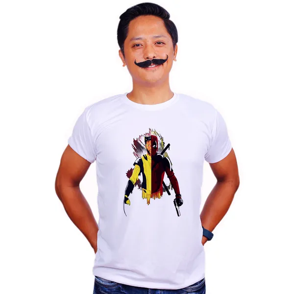 White_Deadpool_&_Wolverine_Minimal_Art_160_GSM_Quick-Dri_T-Shirt_For_Men