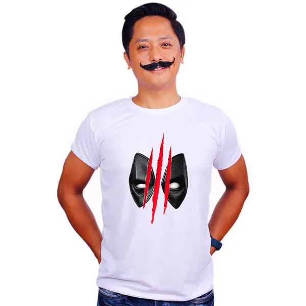 White_Deadpool_Vs_Wolverine_Claws_160_GSM_Quick-Dri_T-Shirt_For_Men