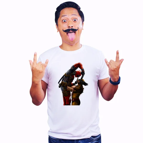 White_Deadpool_Vs_Wolverine_Comics_160_GSM_Quick-Dri_T-Shirt_For_Men