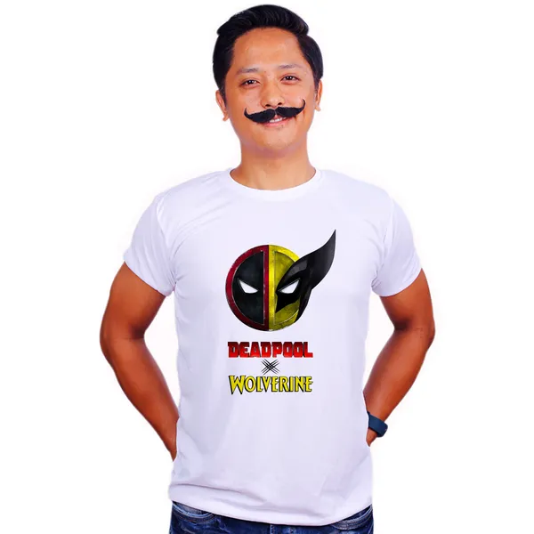 White_Deadpool_Vs_Wolverine_Movie_160_GSM_Quick-Dri_T-Shirt_For_Men