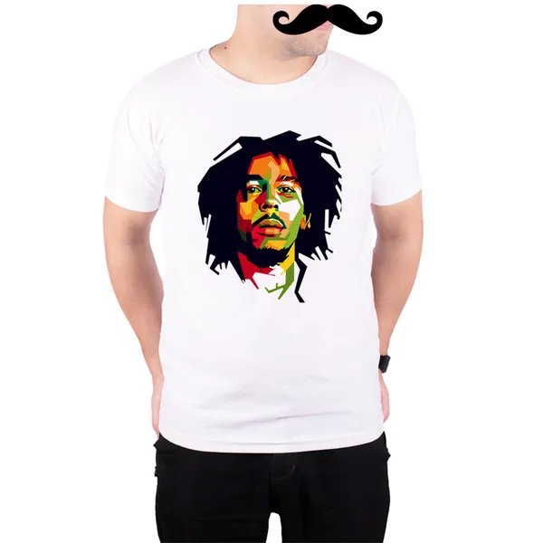White_Bob_Marley_Colorful_Geometric_Art_160_GSM_Quick-Dri_T-Shirt_For_Men