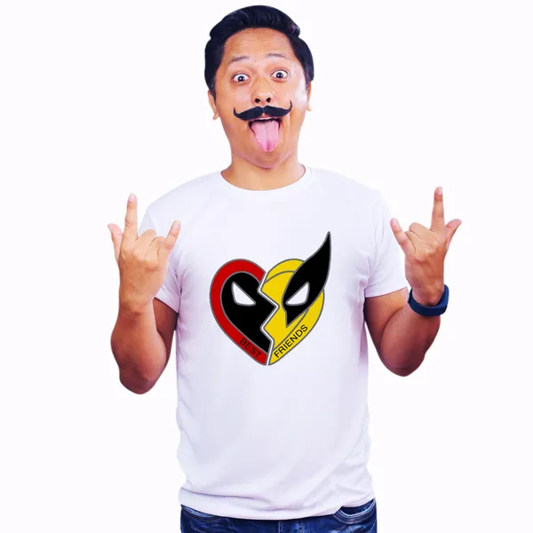 White_Deadpool_Wolverine_Best_Friends_160_GSM_Quick-Dri_T-Shirt_For_Men