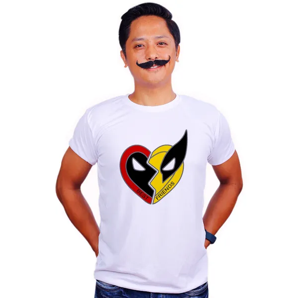 White_Deadpool_Wolverine_Best_Friends_160_GSM_Quick-Dri_T-Shirt_For_Men