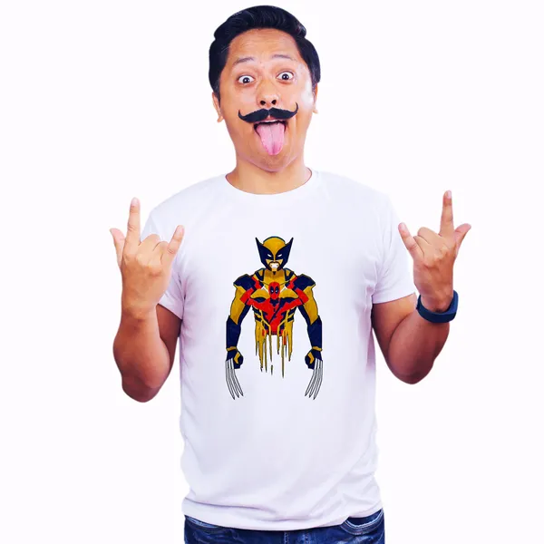 White_Deadpool_Wolverine_Crushed_Paper_Affect_Quick-Dri_T-Shirt