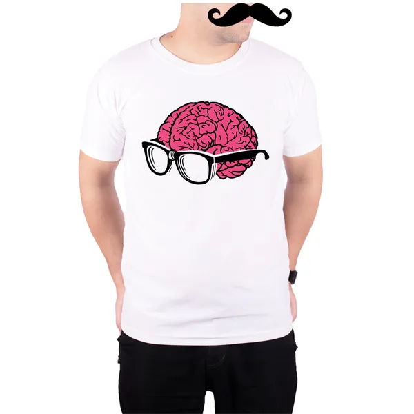 White_Brainy__Quick-Dri_T-Shirt_For_Men