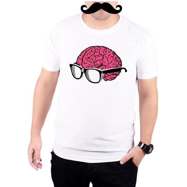 White_Brainy__Quick-Dri_T-Shirt_For_Men