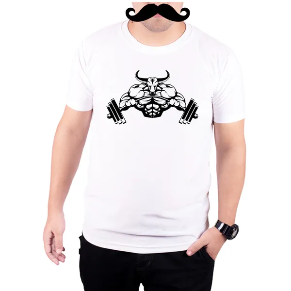 White_Bulls_Gym__Quick-Dri_T-Shirt_For_Men