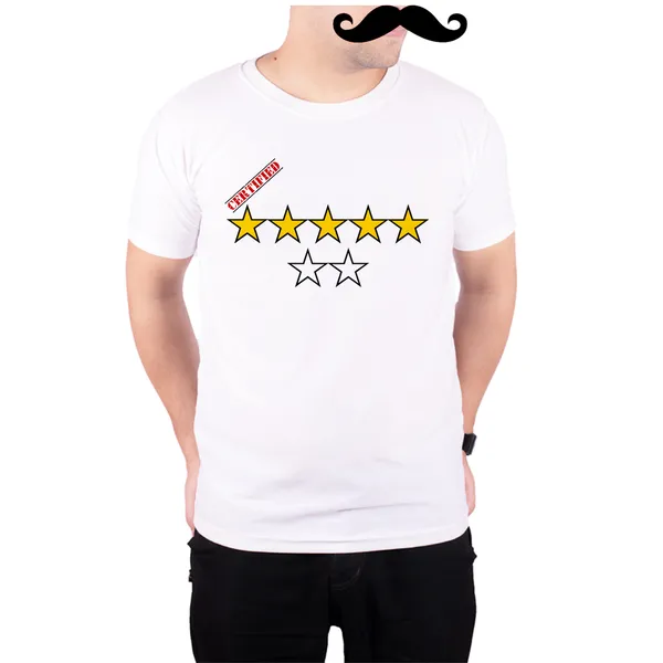 White_Certified_Five_Star__Quick-Dri_T-Shirt_For_Men