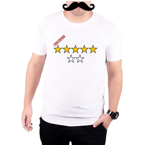 White_Certified_Five_Star__Quick-Dri_T-Shirt_For_Men