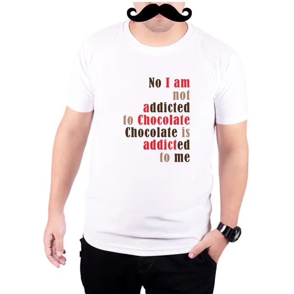 White_Chocolate_Is_Addicted_To_Me_160_GSM_Quick-Dri_T-Shirt_For_Men