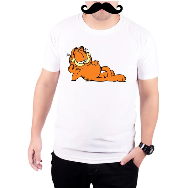 White_Classic_Garfield_160_GSM_Quick-Dri_T-Shirt_For_Men