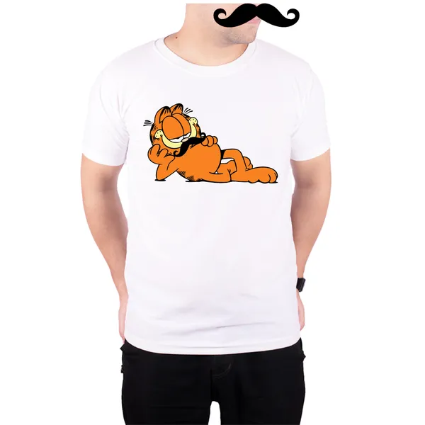 White_Classic_Garfield_Mustache__Quick-Dri_T-Shirt_For_Men