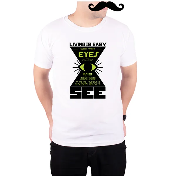 White_Close_Your_Eyes_And_See_Misunderstanding_160_GSM_Quick-Dri_T-Shirt_For_Men