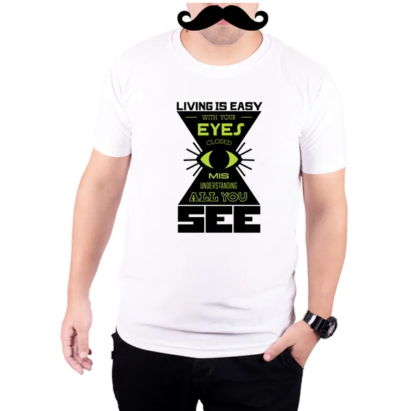 White_Close_Your_Eyes_And_See_Misunderstanding_160_GSM_Quick-Dri_T-Shirt_For_Men