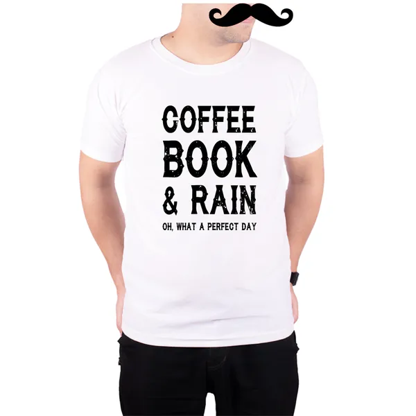 White_Coffee_Book_And_Rain__Quick-Dri_T-Shirt_For_Men