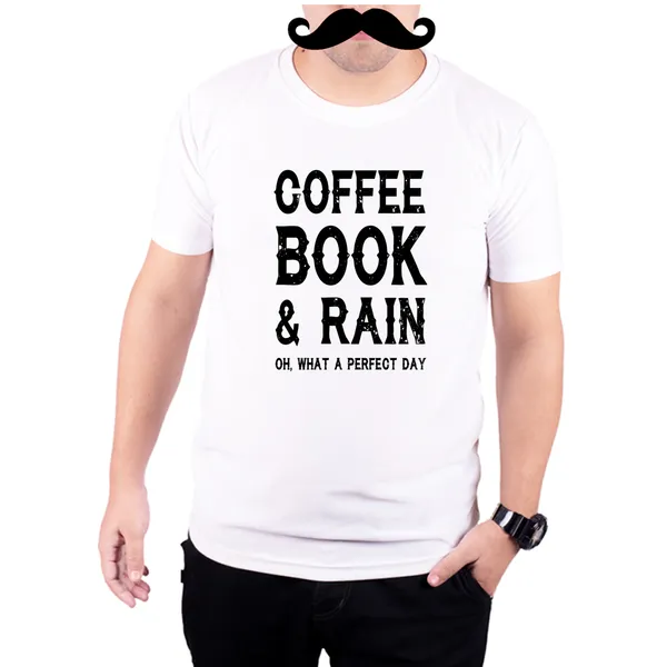 White_Coffee_Book_And_Rain__Quick-Dri_T-Shirt_For_Men
