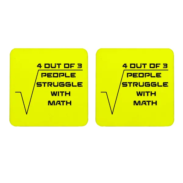 Yellow_4_Out_Of_3_People_Struggle_With_Math_Yellow_Background_Set_Of_2_Square_Wooden_Coaster