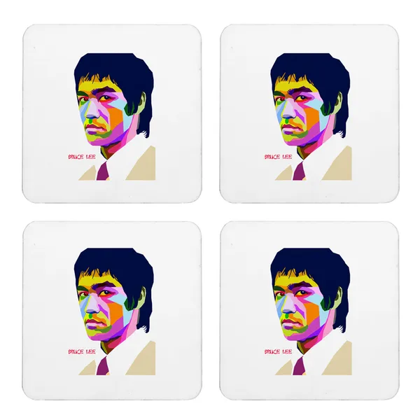 Multicolor_Bruce_Lee_Art_Set_Of_2_Square_Wooden_Coaster