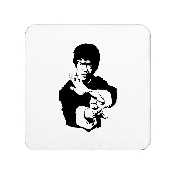 Multicolor_Bruce_Lee_Black_And_Set_Of_2_Square_Wooden_Coaster