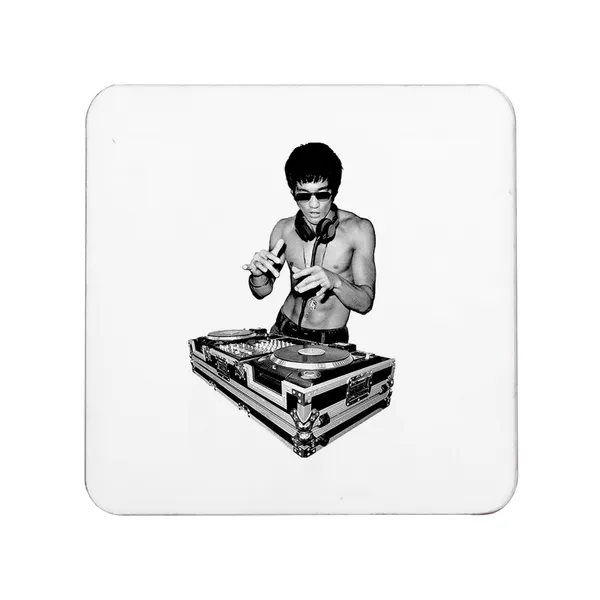 Multicolor_Bruce_Lee_Dj_Set_Of_2_Square_Wooden_Coaster