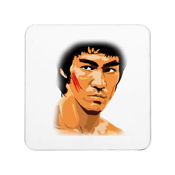 Multicolor_Bruce_Lee_In_Action_Set_Of_2_Square_Wooden_Coaster