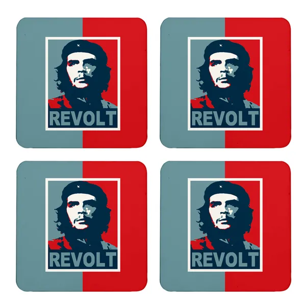 Multicolor_Che_Guevara_Revolt_Set_Of_2_Square_Wooden_Coaster