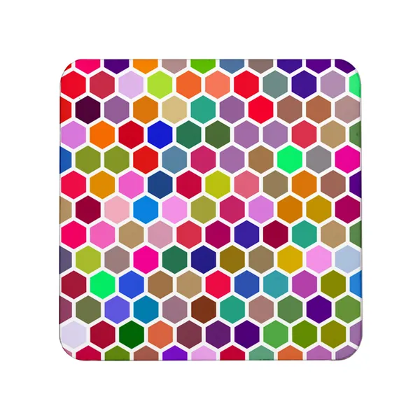 Multicolor_Colorful_Beehive_Hex_Grid_Pattern_Set_Of_2_Square_Wooden_Coaster
