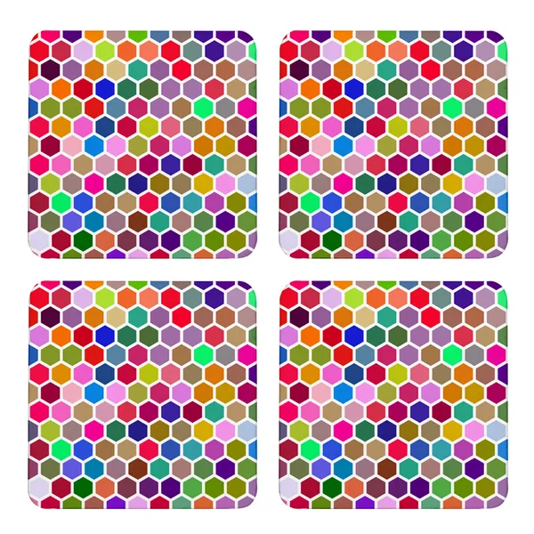 Multicolor_Colorful_Beehive_Hex_Grid_Pattern_Set_Of_2_Square_Wooden_Coaster
