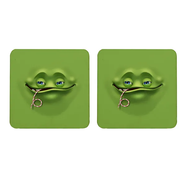 Multicolor_Cute_Cool_Green_Monster_Drinking_Set_Of_2_Square_Wooden_Coaster
