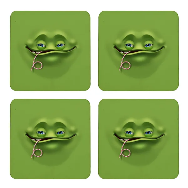 Multicolor_Cute_Cool_Green_Monster_Drinking_Set_Of_2_Square_Wooden_Coaster