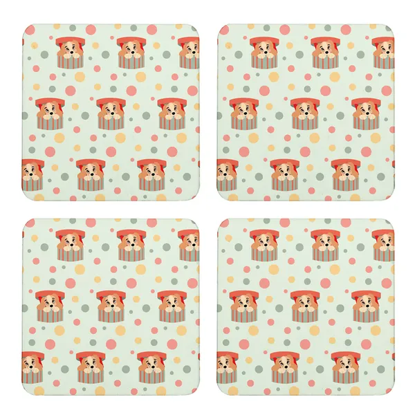 Multicolor_Cute_Dog_Pattern_Set_Of_2_Square_Wooden_Coaster