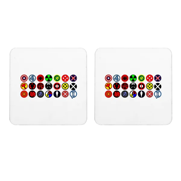 Multicolor_Dc_Superhero_Logo_Set_Of_2_Square_Wooden_Coaster