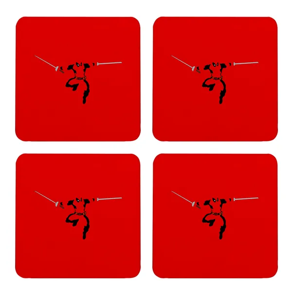 Multicolor_Deadpool_All_Red_Set_Of_2_Square_Wooden_Coaster
