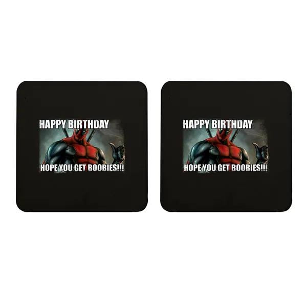 Multicolor_Deadpool_Birthday_Wish_Set_Of_2_Square_Wooden_Coaster