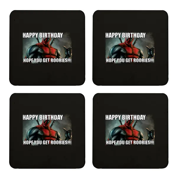 Multicolor_Deadpool_Birthday_Wish_Set_Of_2_Square_Wooden_Coaster