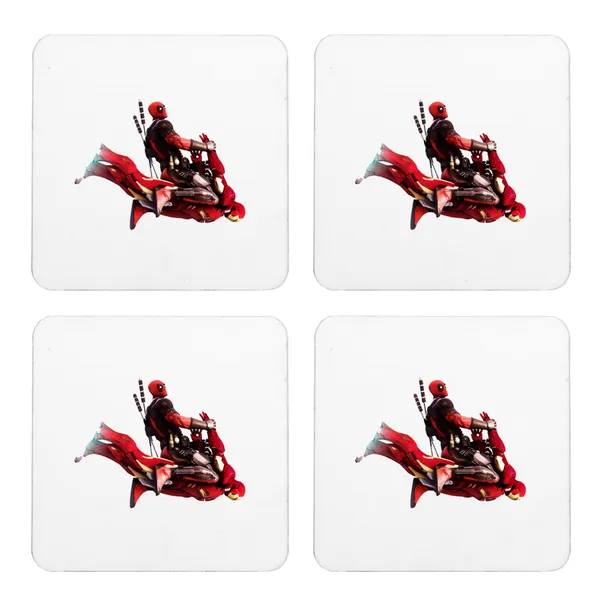 Multicolor_Deadpool_Flying_On_Iron_Man_Set_Of_2_Square_Wooden_Coaster