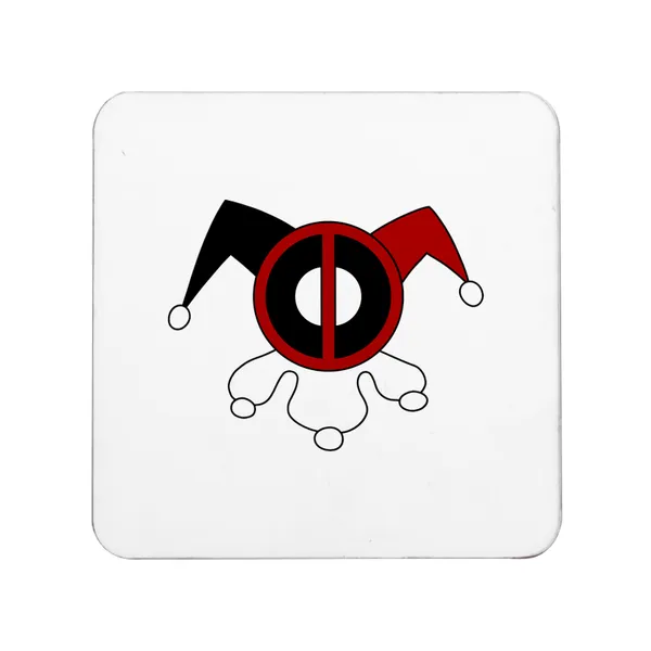 Multicolor_Deadpool_Harley_Quinn_Logo_Set_Of_2_Square_Wooden_Coaster