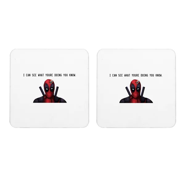 Multicolor_Deadpool_Hello_Francis_Set_Of_2_Square_Wooden_Coaster