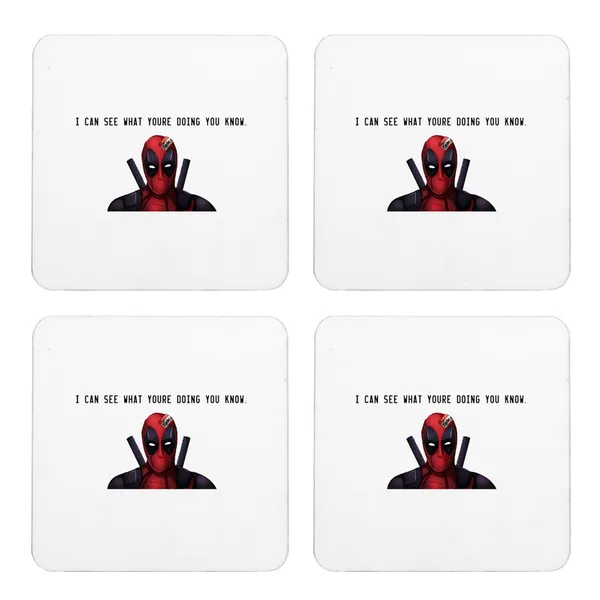 Multicolor_Deadpool_Hello_Francis_Set_Of_2_Square_Wooden_Coaster