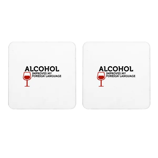 Multicolor_Alcohol_Improves_My_Foreign_Language_Set_Of_2_Square_Wooden_Coaster