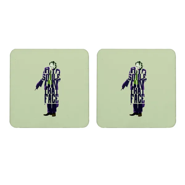 Multicolor_Batman_Joker_Lets_Put_A_Smile_On_That_Face_Green_Baground_Set_Of_2_Square_Wooden_Coaster