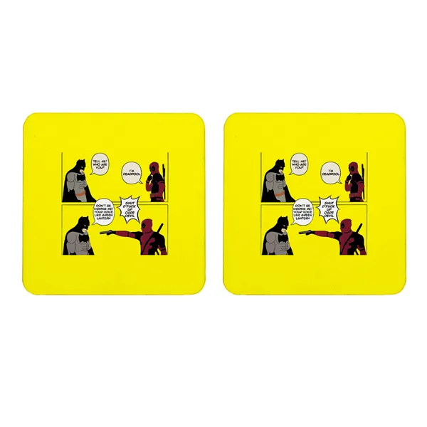 Multicolor_Batman_Vs_Deadpool_Set_Of_2_Square_Wooden_Coaster