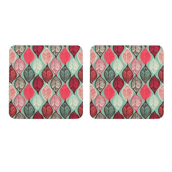 Multicolor_Beautiful_Leaf_Pattern_Set_Of_2_Square_Wooden_Coaster